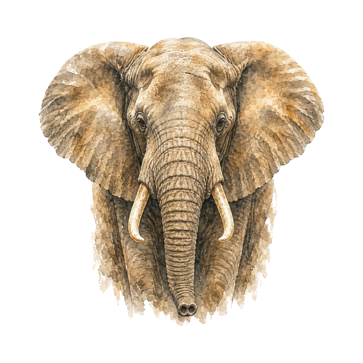 Elephant watercolour portrait