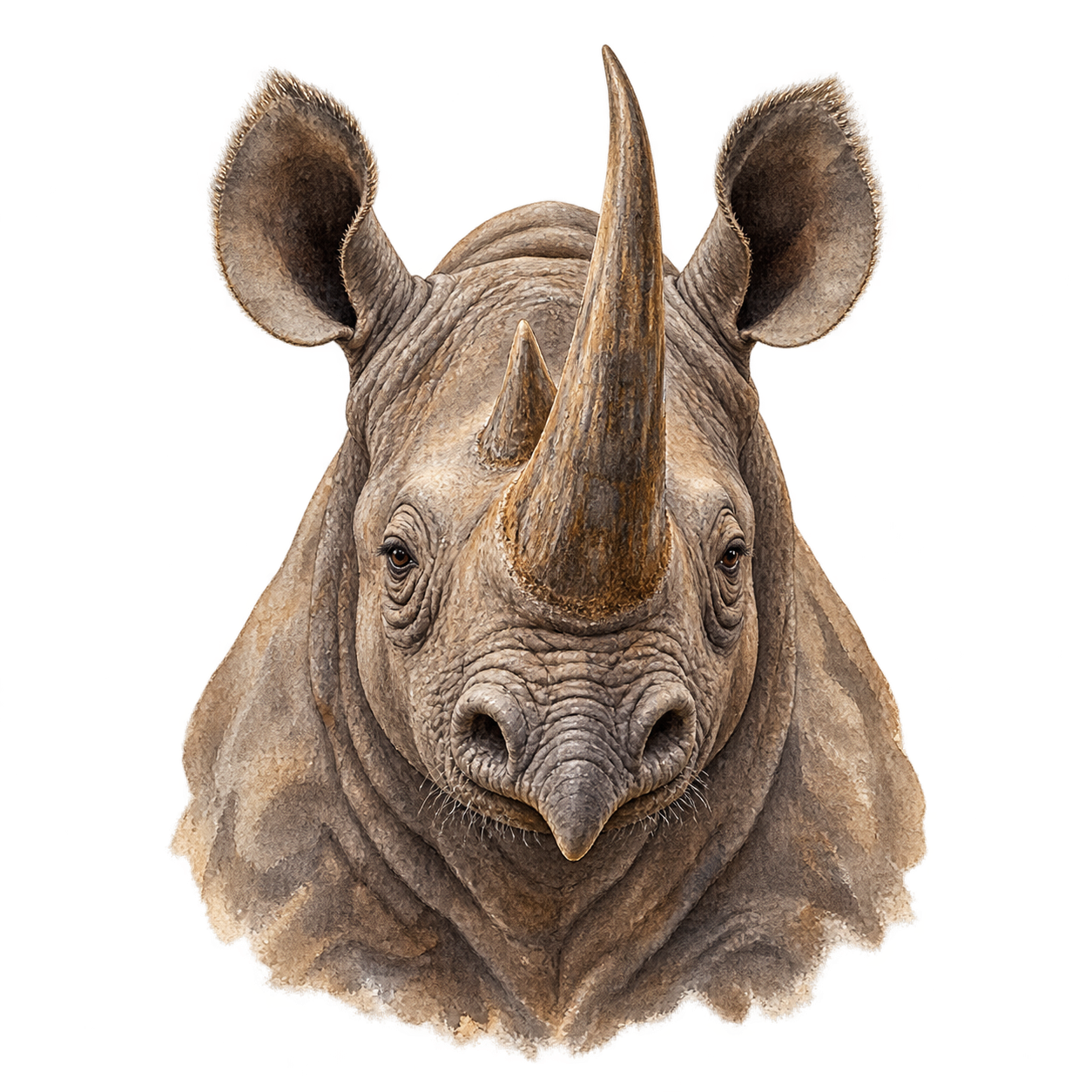 Rhino watercolour portrait